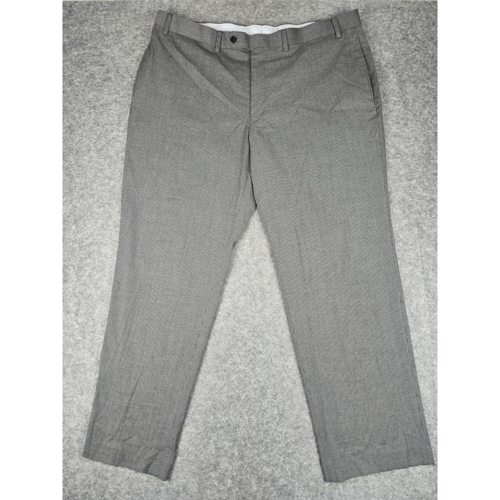 Ralph Ralph Lauren Men's Houndstooth Flat Front Dress Pants Gray Slacks Sz 40x30